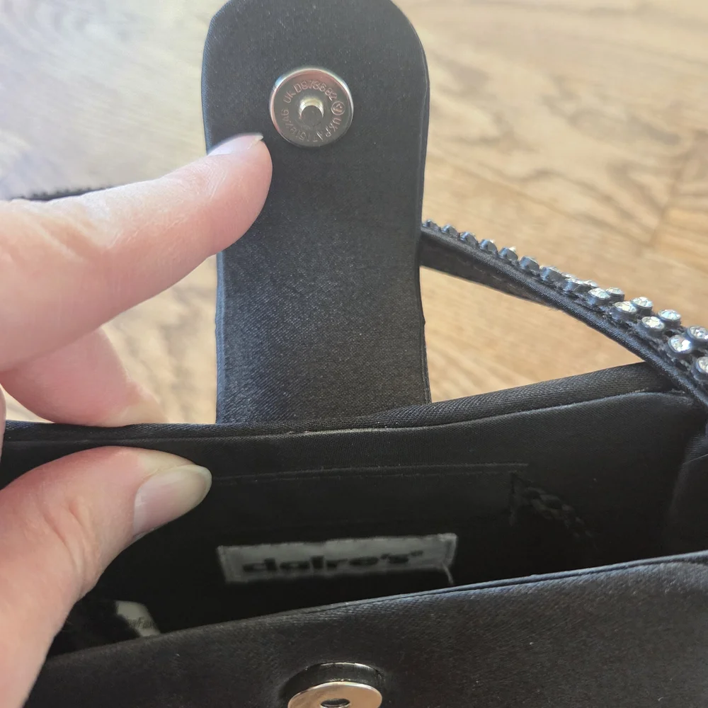 Claire's Black Mini Bag with Embellished Rhinestone Handle